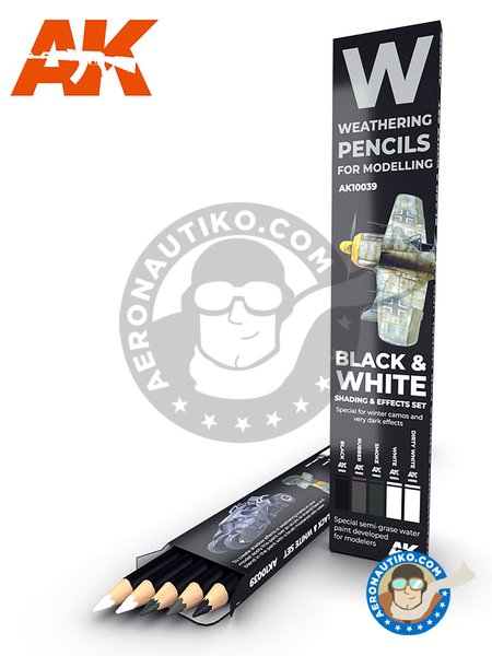 Set de lapiceros especiales para weathering. Blancos y negros | Set de lapiceros fabricado por AK Interactive (ref. AK-10039) image