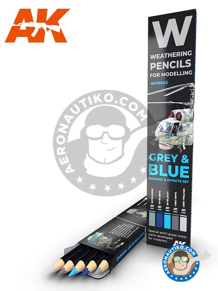Set de lapiceros especiales para weathering. Gris y azul. | Set de lapiceros fabricado por AK Interactive (ref. AK-10043) image