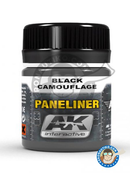 Panelado para camuflaje en color negro. Paneliner for black camouflage. | Air Series fabricado por AK Interactive (ref. AK-2075) image