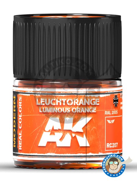 Naranja luminoso. RAL 2005. Luminous orange. Leuchtorange. 10ml | Real color fabricado por AK Interactive (ref. RC207) image