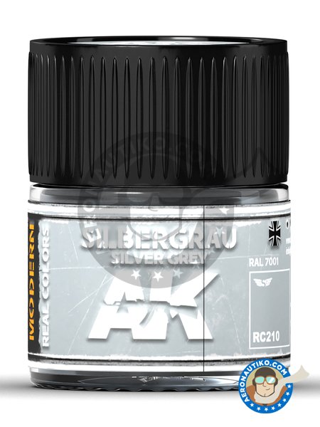 Silver grey. RAL 7001. Silbergrau. 10ml | Real color manufactured by AK Interactive (ref. RC210) image