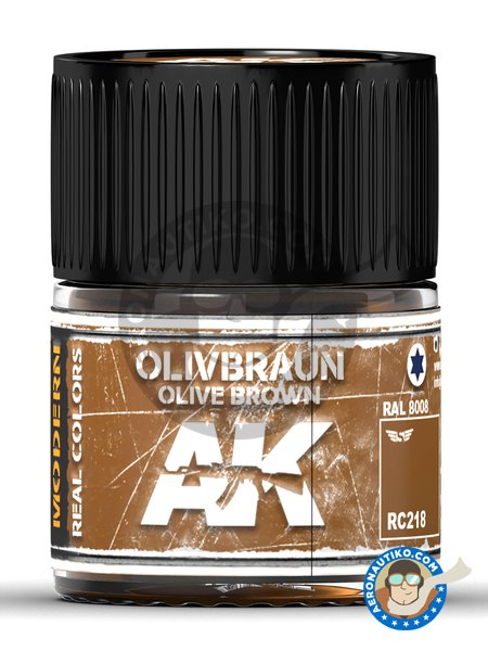 Color marrón oliva. RAL 8008. Olive brown. Olivbraun. | Real color fabricado por AK Interactive (ref. RC218) image