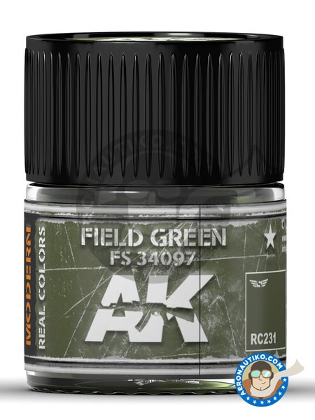 Verde campo FS 34097. Field green. 10ml | Real color fabricado por AK Interactive (ref. RC231) image