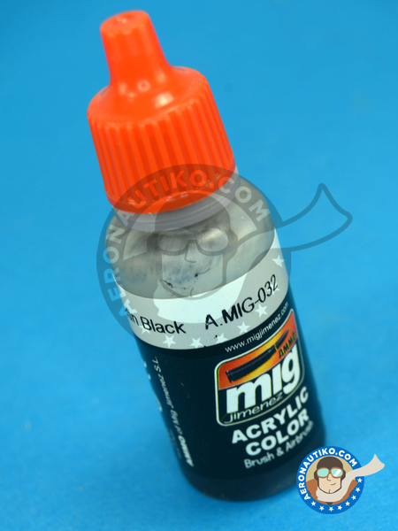 Satin Black - 17ml | Acrylic paint manufactured by AMMO of Mig Jimenez (ref. A.MIG-0032) image