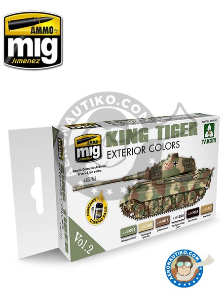 King Tiger exterior colors Vol.2 | Paints set manufactured by AMMO of Mig Jimenez (ref. A.MIG-7166) image