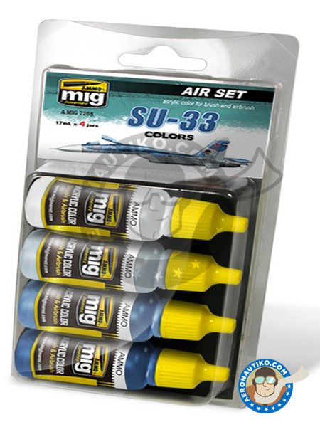 Colors set of Su-33 | Paints set manufactured by AMMO of Mig Jimenez (ref. A.MIG-7208) image