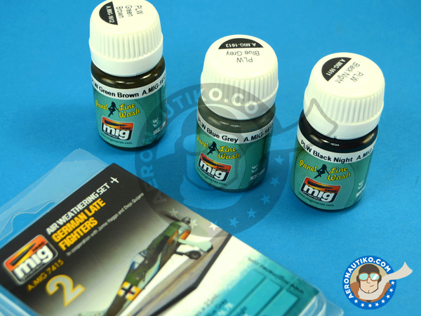 Image 1: Air Weathering Set, German Late Luftwaffe Fighters WWII | Air Weathering Set | Air Weathering Set manufactured by AMMO of Mig Jimenez (ref. A.MIG-7415) Image 1: Air Weathering Set, German Late Luftwaffe Fighters WWII | Air Weathering Set | Air Weathering Set manufactured by AMMO of Mig Jimenez (ref. A.MIG-7415)