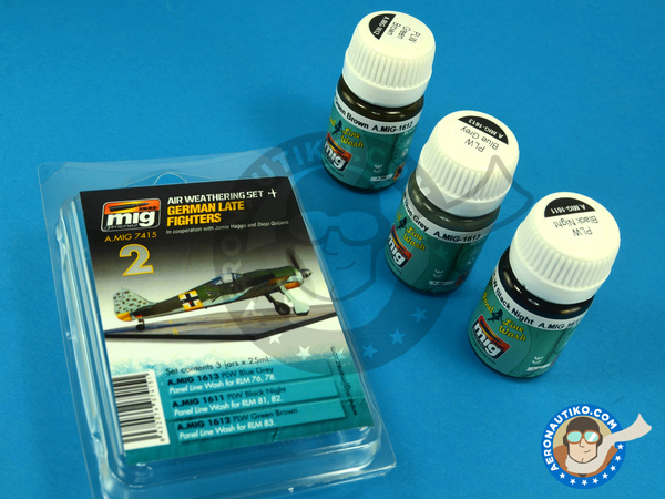 Image 2: Air Weathering Set, German Late Luftwaffe Fighters WWII | Air Weathering Set | Air Weathering Set manufactured by AMMO of Mig Jimenez (ref. A.MIG-7415) Image 2: Air Weathering Set, German Late Luftwaffe Fighters WWII | Air Weathering Set | Air Weathering Set manufactured by AMMO of Mig Jimenez (ref. A.MIG-7415)