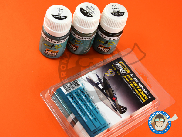 Image 3: Color set of WWII Soviet Airplanes - Green & Black Camouflages | Paints set manufactured by AMMO of Mig Jimenez (ref. A.MIG-7422) Image 3: Color set of WWII Soviet Airplanes - Green & Black Camouflages | Paints set manufactured by AMMO of Mig Jimenez (ref. A.MIG-7422)