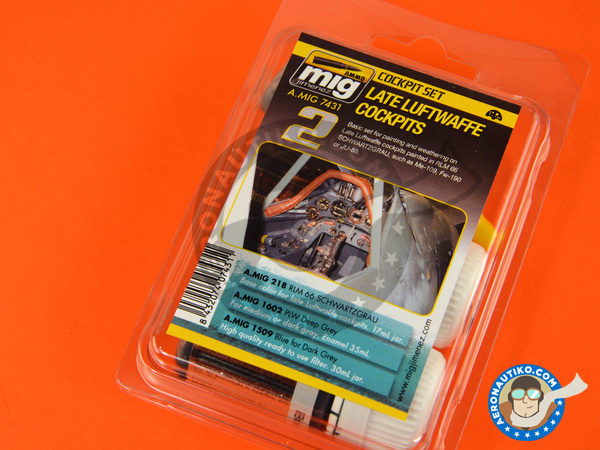 Image 2: WWII Late Luftwaffe cockpits | Color Set | Paints set manufactured by AMMO of Mig Jimenez (ref. A.MIG-7431) Image 2: WWII Late Luftwaffe cockpits | Color Set | Paints set manufactured by AMMO of Mig Jimenez (ref. A.MIG-7431)