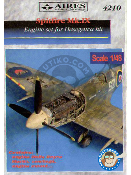 Spitfire Mk. IX detail engine set | Set de mejora y detallado en escala 1/48 fabricado por Aires (ref. AIRES-4210) image