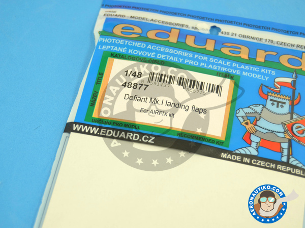 Image 2: Boulton Paul Defiant landing flaps Mk I | Photo-etched parts in 1/48 scale manufactured by Eduard (ref. 48877) Image 2: Boulton Paul Defiant landing flaps Mk I | Photo-etched parts in 1/48 scale manufactured by Eduard (ref. 48877)