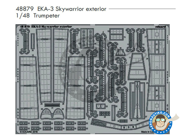 Image 1: Douglas EKA-3 Skywarrior Exterior | Photo-etched parts in 1/48 scale manufactured by Eduard (ref. 48879) Image 1: Douglas EKA-3 Skywarrior Exterior | Photo-etched parts in 1/48 scale manufactured by Eduard (ref. 48879)