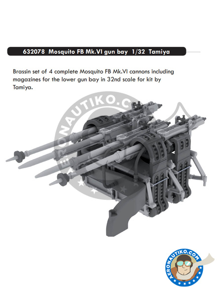Mosquito FB Mk.VI Gun Bay Mk. VI | Gun barrels in 1/32 scale manufactured by Eduard (ref. 632078) image