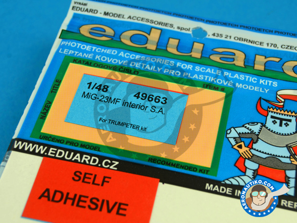 Image 1: Mikoyan-Gurevich MiG-23 Flogger interior MF | Coloured photo-etched cockpit parts in 1/48 scale manufactured by Eduard (ref. ED49663) Image 1: Mikoyan-Gurevich MiG-23 Flogger interior MF | Coloured photo-etched cockpit parts in 1/48 scale manufactured by Eduard (ref. ED49663)