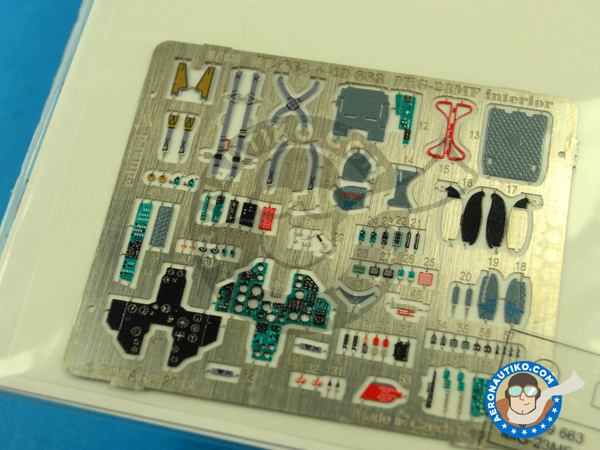 Image 4: Mikoyan-Gurevich MiG-23 Flogger interior MF | Coloured photo-etched cockpit parts in 1/48 scale manufactured by Eduard (ref. ED49663) Image 4: Mikoyan-Gurevich MiG-23 Flogger interior MF | Coloured photo-etched cockpit parts in 1/48 scale manufactured by Eduard (ref. ED49663)