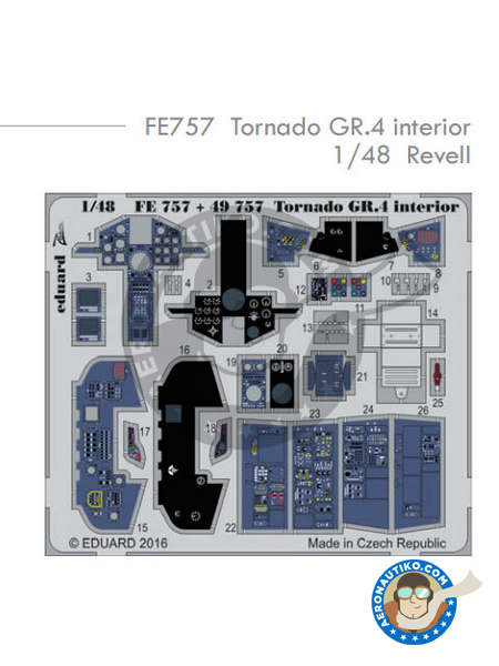 Panavia Tornado GR. 4 | Coloured photo-etched cockpit parts in 1/48 scale manufactured by Eduard (ref. FE757) image