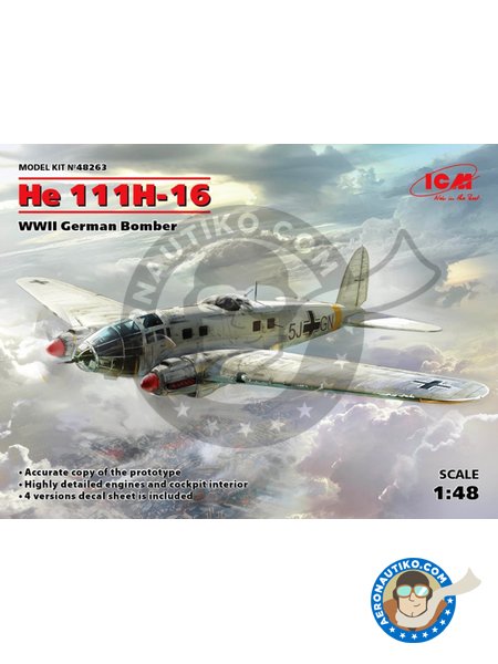 He 111H-16 | Maqueta de avión en escala 1/48 fabricado por ICM (ref. 48263) image