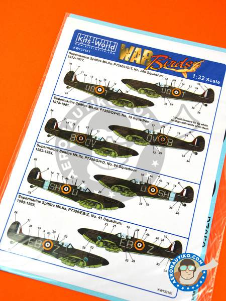 Supermarine Spitfire Mk. IIa | Marking / livery in 1/32 scale manufactured by Kits World (ref. KW132101) image