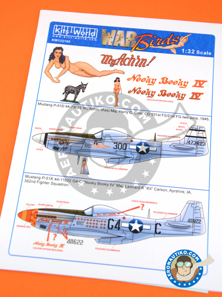 North American P-51 Mustang D | Marking / livery in 1/32 scale manufactured by Kits World (ref. KW132109) image