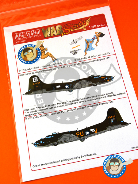 Boeing B-17 Flying Fortress F | Marking / livery in 1/48 scale manufactured by Kits World (ref. KW148071) image