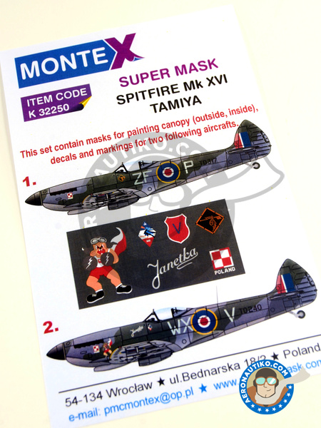 Supermarine Spitfire Mk. XVI | Masks in 1/32 scale manufactured by Montex Mask (ref. K32250) image