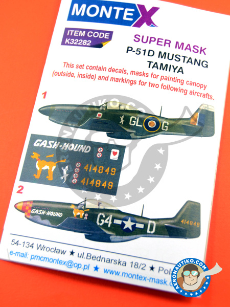 North American P-51 Mustang D | Máscaras en escala 1/32 fabricado por Montex Mask (ref. K32282) image