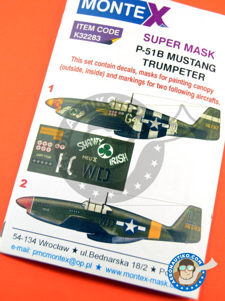 North American P-51 Mustang B | Máscaras en escala 1/32 fabricado por Montex Mask (ref. K32283) image