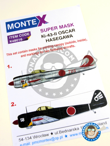 Nakajima Ki-43 Hayabusa Oscar II | Máscaras en escala 1/48 fabricado por Montex Mask (ref. K48016) image
