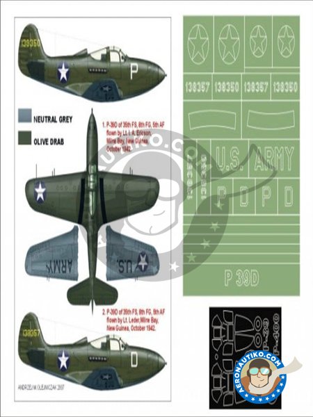 P-39 Aircobra | Máscaras en escala 1/48 fabricado por Montex Mask (ref. K48140) image