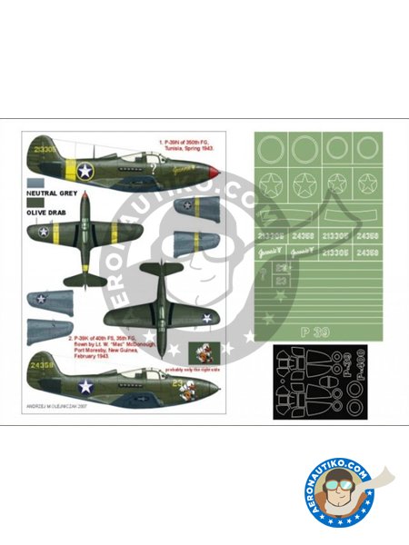P-39 Aircobra | Masks in 1/48 scale manufactured by Montex Mask (ref. K48141) image