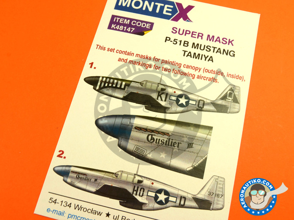 Image 5: North American P-51 Mustang B | Masks in 1/48 scale manufactured by Montex Mask (ref. K48147) Image 5: North American P-51 Mustang B | Masks in 1/48 scale manufactured by Montex Mask (ref. K48147)