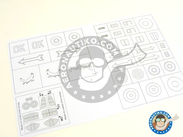 Image 4: Curtiss P-40 Warhawk E | Masks in 1/48 scale manufactured by Montex Mask (ref. K48155) Image 4: Curtiss P-40 Warhawk E | Masks in 1/48 scale manufactured by Montex Mask (ref. K48155)