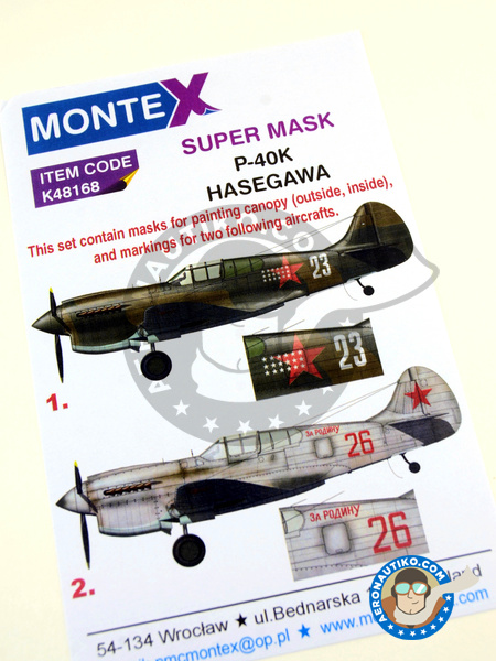 Curtiss P-40 Warhawk K | Masks in 1/48 scale manufactured by Montex Mask (ref. K48168) image
