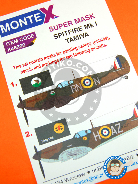 Supermarine Spitfire Mk. I | Máscaras en escala 1/48 fabricado por Montex Mask (ref. K48200) image