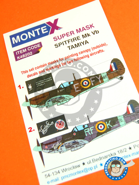 Supermarine Spitfire Mk. Vb | Máscaras en escala 1/48 fabricado por Montex Mask (ref. K48202) image