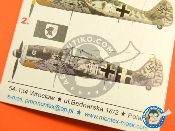 Image 7: Focke-Wulf Fw 190 Würger A-8 | Masks in 1/48 scale manufactured by Montex Mask (ref. K48210) Image 7: Focke-Wulf Fw 190 Würger A-8 | Masks in 1/48 scale manufactured by Montex Mask (ref. K48210)