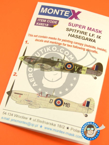 Supermarine Spitfire Mk IX | Máscaras en escala 1/48 fabricado por Montex Mask (ref. K48218) image