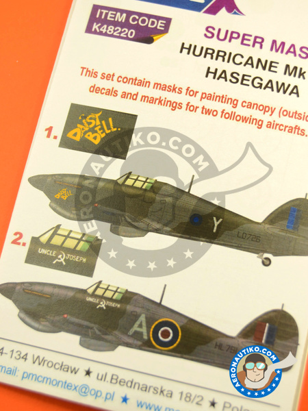 Hawker Hurricane Mk IIc | Máscaras en escala 1/48 fabricado por Montex Mask (ref. K48220) image