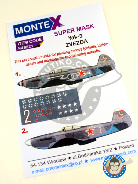 Yakovlev Yak-3 | Masks in 1/48 scale manufactured by Montex Mask (ref. K48221) image