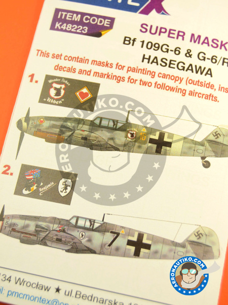 Messerschmitt Bf 109 G-6 G-6/R-6 | Máscaras en escala 1/48 fabricado por Montex Mask (ref. K48223) image