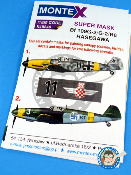 Messerschmitt Bf 109 G-2 | Máscaras en escala 1/48 fabricado por Montex Mask (ref. K48246) image