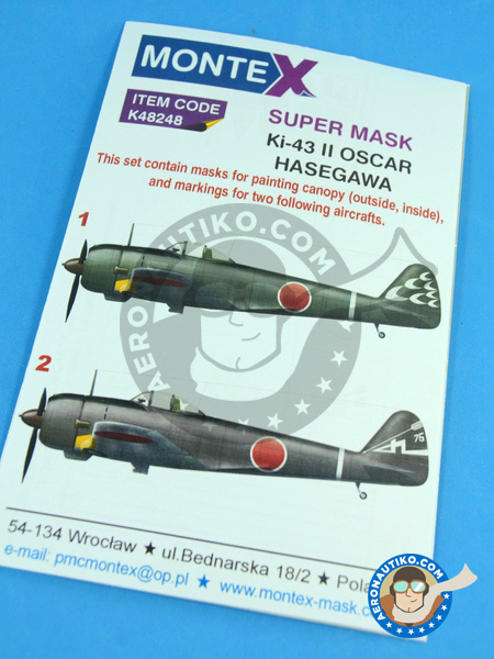 Nakajima Ki-43 Hayabusa Oscar II | Máscaras en escala 1/48 fabricado por Montex Mask (ref. K48248) image