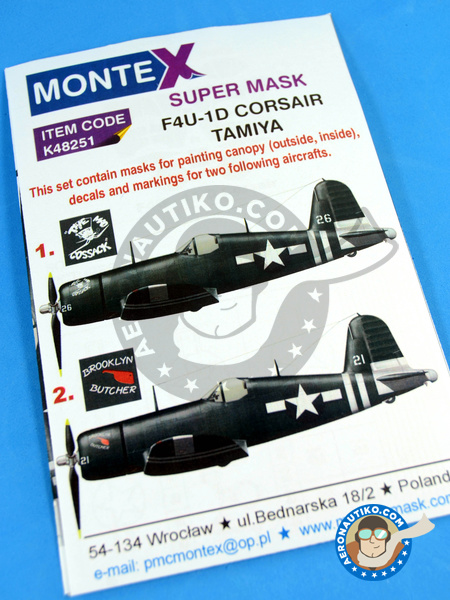 Vought F4U Corsair 1D | Masks in 1/48 scale manufactured by Montex Mask (ref. K48251) image