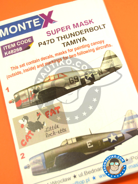 Republic P-47 Thunderbolt D Razorback | Máscaras en escala 1/48 fabricado por Montex Mask (ref. K48268) image