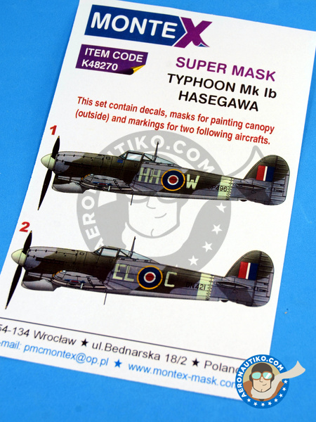 Hawker Typhoon Mk Ib | Máscaras en escala 1/48 fabricado por Montex Mask (ref. K48270) image