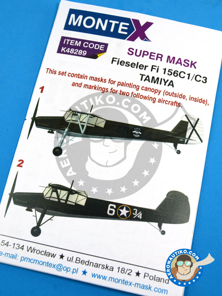 Fieseler Fi 156 Storch C | Máscaras en escala 1/48 fabricado por Montex Mask (ref. K48289) image
