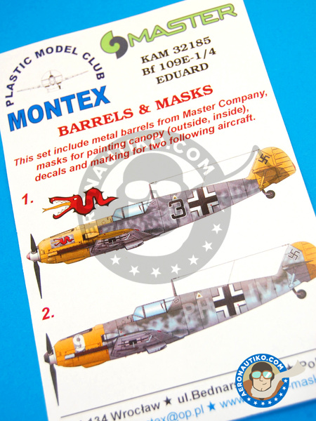 Messerschmitt Bf 109 E-1/4 | Masks in 1/32 scale manufactured by Montex Mask (ref. KAM32185) image