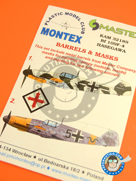 Messerschmitt Bf 109 F-4 | Masks in 1/32 scale manufactured by Montex Mask (ref. KAM32189) image