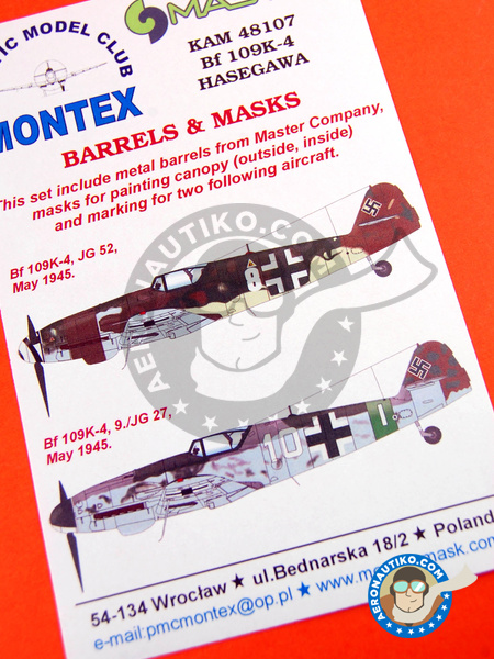 Messerschmitt Bf 109 K-4 | Masks in 1/48 scale manufactured by Montex Mask (ref. KAM48107) image